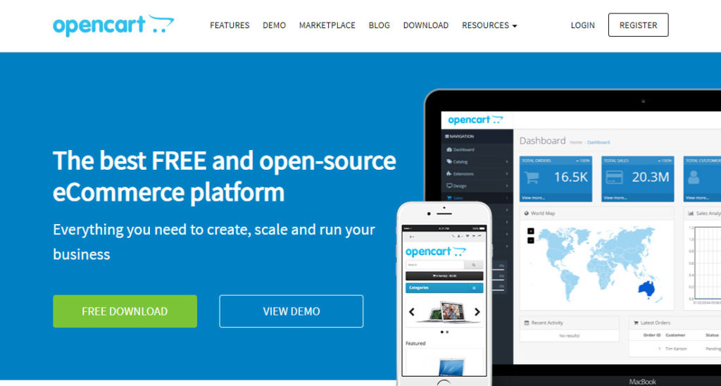 opencart homepage screenshot
